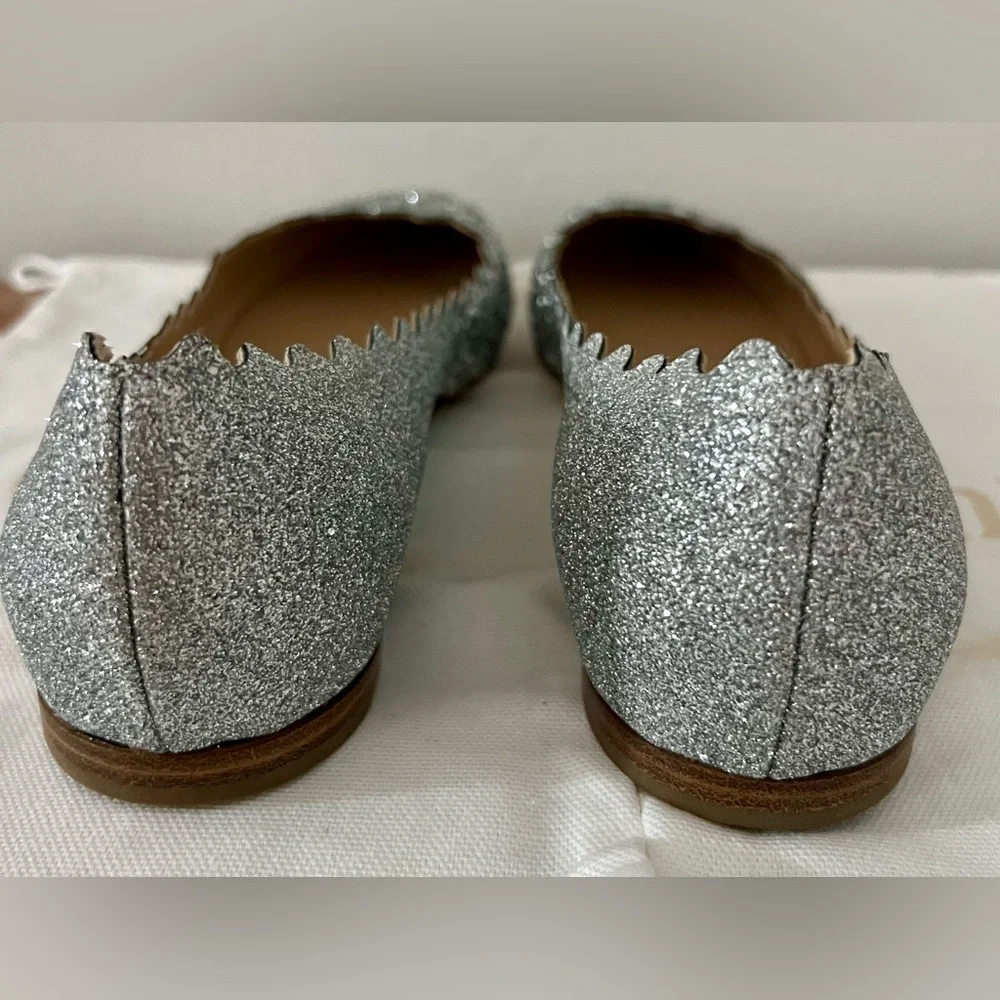 Chloe women Ballets Flat shoes Size 39 Metallics Silver Gray Shoes - Picture 6 of 14